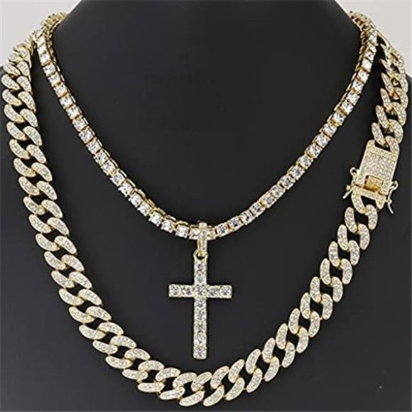 Gold Fully Iced out Cuban Necklace